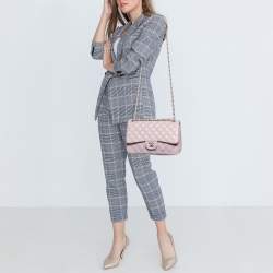 Pre Owned Chanel Lilac Quilted Leather Jumbo Classic Double Flap Bag