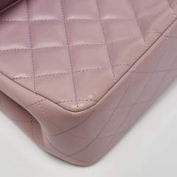 Pre Owned Chanel Lilac Quilted Leather Jumbo Classic Double Flap Bag