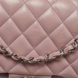 Pre Owned Chanel Lilac Quilted Leather Jumbo Classic Double Flap Bag