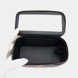Pre Owned Chanel Black Lambskin Matelasse Chain Vanity bag
