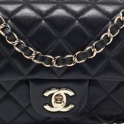 Pre Owned Chanel Black Quilted Leather Mini Rectangular Classic Flap Bag