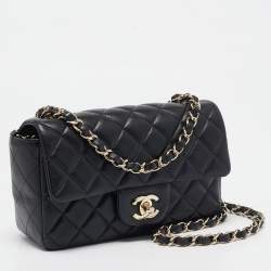 Pre Owned Chanel Black Quilted Leather Mini Rectangular Classic Flap Bag