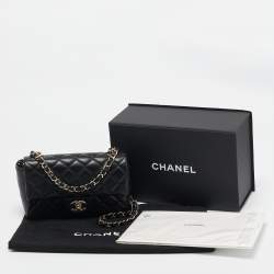Pre Owned Chanel Black Quilted Leather Mini Rectangular Classic Flap Bag