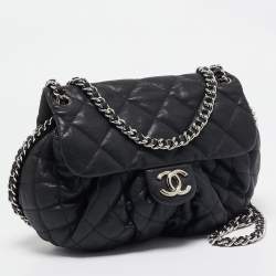 Pre Owned Chanel Black Quilted Leather Medium Chain Around Flap bag