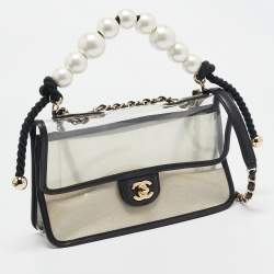 Pre Owned Chanel Transparent/Black PVC and Leather Sand By The Sea Flap Bag