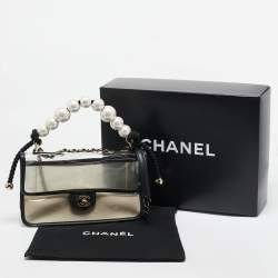 Pre Owned Chanel Transparent/Black PVC and Leather Sand By The Sea Flap Bag