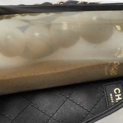 Pre Owned Chanel Transparent/Black PVC and Leather Sand By The Sea Flap Bag