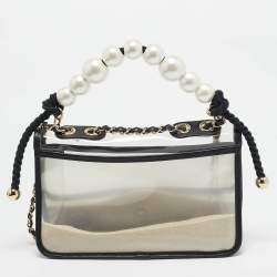 Pre Owned Chanel Transparent/Black PVC and Leather Sand By The Sea Flap Bag
