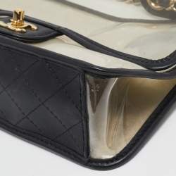 Pre Owned Chanel Transparent/Black PVC and Leather Sand By The Sea Flap Bag