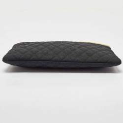Pre Owned Chanel Black/Grey Quilted Nylon Fluo Boy O-Case Pouch