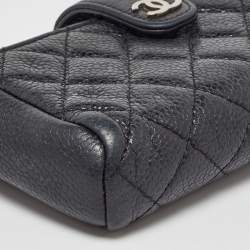 Chanel Black Quilted Caviar Leather CC O Phone Pouch