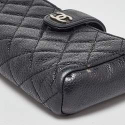 Chanel Black Quilted Caviar Leather CC O Phone Pouch