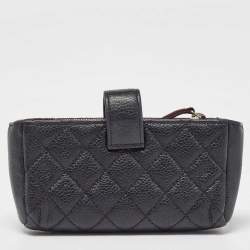 Chanel Black Quilted Caviar Leather CC O Phone Pouch