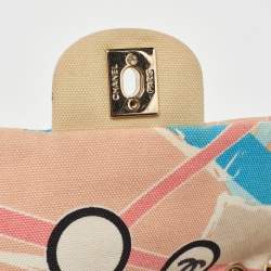 Pre Owned Chanel Multicolor Eiffel Tower Print Quilted Canvas Small Flap Bag