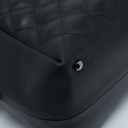 Pre Owned Chanel Black Quilted Leather Feather Weight Bowler Bag