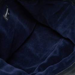 Pre Owned Chanel Navy Blue Quilted Terry Cloth CC Beach Tote