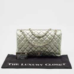 Chanel Metallic Mint Green Quilted Leather Maxi Classic Double Flap Bag