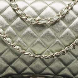 Chanel Metallic Mint Green Quilted Leather Maxi Classic Double Flap Bag