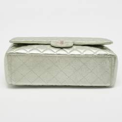 Chanel Metallic Mint Green Quilted Leather Maxi Classic Double Flap Bag