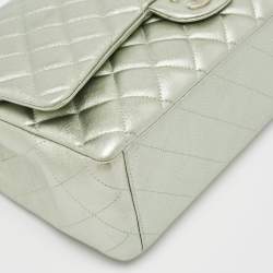 Chanel Metallic Mint Green Quilted Leather Maxi Classic Double Flap Bag