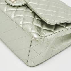 Chanel Metallic Mint Green Quilted Leather Maxi Classic Double Flap Bag