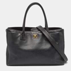 Pre Owned Chanel Black Caviar Leather Large Cerf Executive Tote