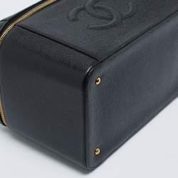 Pre Owned Chanel Black Caviar Leather CC Vanity Case 