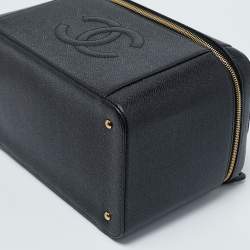 Pre Owned Chanel Black Caviar Leather CC Vanity Case 