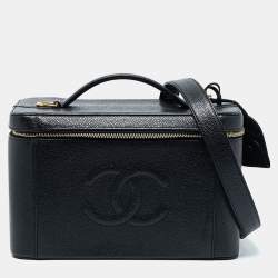 Pre Owned Chanel Black Caviar Leather CC Vanity Case 