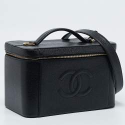 Pre Owned Chanel Black Caviar Leather CC Vanity Case 