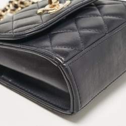 Pre Owned Chanel Navy Blue Quilted Leather Micro Trendy CC Clutch