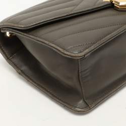 Chanel Green Chevron Quilted Leather Gabrielle Flap Bag