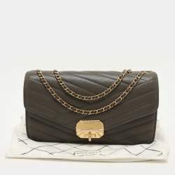 Chanel Green Chevron Quilted Leather Gabrielle Flap Bag