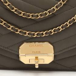 Chanel Green Chevron Quilted Leather Gabrielle Flap Bag