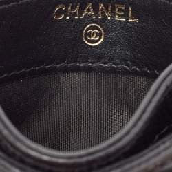 Chanel Black Quilted Caviar Leather Filigree Card Holder