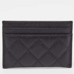 Chanel Black Quilted Caviar Leather Filigree Card Holder