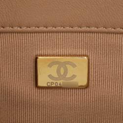 Pre Owned Chanel Beige Quilted Leather Small 19 Flap Bag