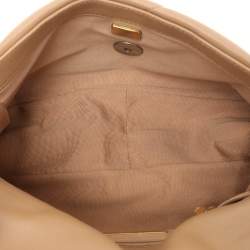 Pre Owned Chanel Beige Quilted Leather Small 19 Flap Bag