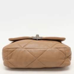 Pre Owned Chanel Beige Quilted Leather Small 19 Flap Bag