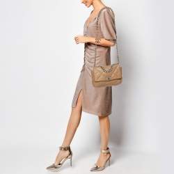 Pre Owned Chanel Beige Quilted Leather Small 19 Flap Bag