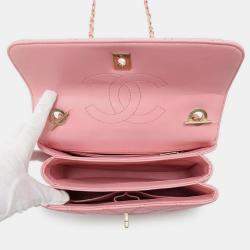 Pre Owned Chanel Pink Lambskin Trendy Cc Top Handle Flap Bag