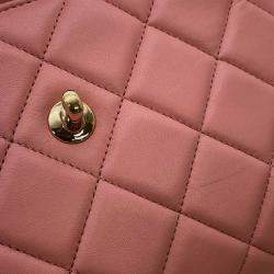 Pre Owned Chanel Pink Lambskin Trendy Cc Top Handle Flap Bag