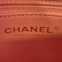 Pre Owned Chanel Pink Lambskin Trendy Cc Top Handle Flap Bag