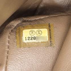 Pre Owned Chanel Camel Quilted Crinkled Patent Leather Medium Classic Double Flap Bag
