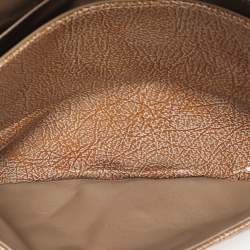 Pre Owned Chanel Camel Quilted Crinkled Patent Leather Medium Classic Double Flap Bag