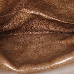 Pre Owned Chanel Camel Quilted Crinkled Patent Leather Medium Classic Double Flap Bag