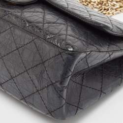 Chanel Black Quilted Aged Leather Classic 225 Reissue 2.55 Flap Bag