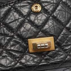Chanel Black Quilted Aged Leather Classic 225 Reissue 2.55 Flap Bag