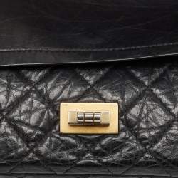 Chanel Black Quilted Aged Leather Classic 225 Reissue 2.55 Flap Bag