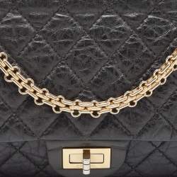 Chanel Black Quilted Aged Leather Classic 225 Reissue 2.55 Flap Bag